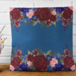 Almofada Flor Rosa Clássico Azul Clássico Burgundy<br><div class="desc">Este design foi criado através da arte digital. Pode ser personalizado clicando no botão personalizar e alterando a cor, adicionando um nome, iniciais ou as suas palavras favoritas. Entre em contato comigo em colorflowcreations@gmail.com se você quiser usar este design em outro produto. Compre minha pintura de acrílico abstrato original para...</div>