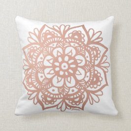 Almofada Flor Rosa de Mandala Dourada