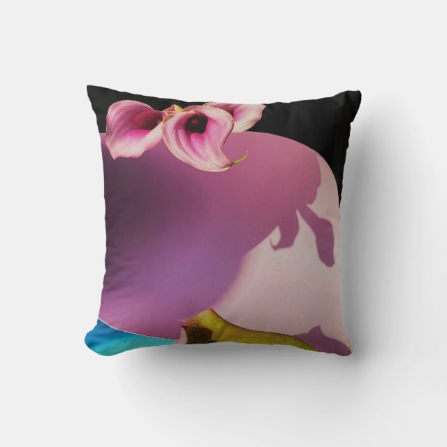 Almofada Flor rosa e amarela em papel rosa (Frente)