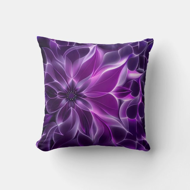 Almofada Flor roxa roxa fractal hipnótica (Frente)