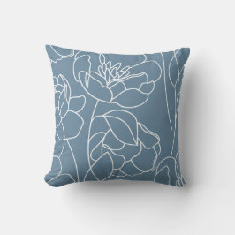 Almofada Flor Silvestre Moderna Azul Branco