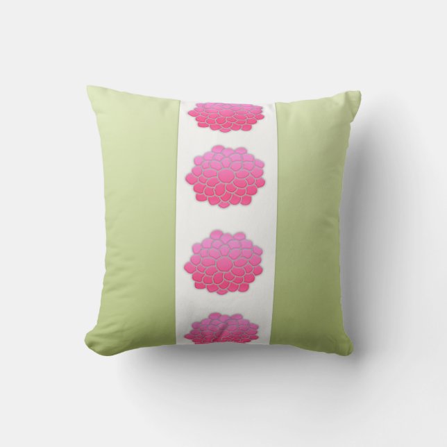 Almofada flor verde-clara de faixa (Frente)