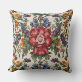 Almofada Flor Vermelho Refinado Incrível e Flores Delicadas