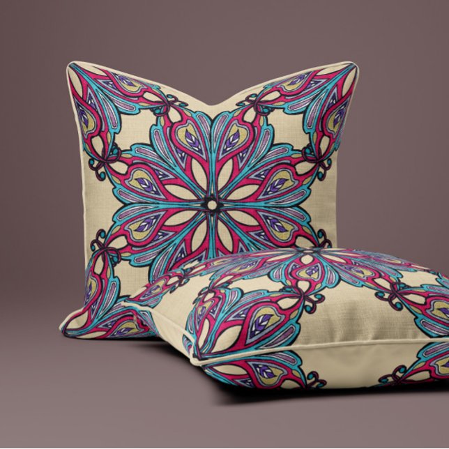 Almofada Floração Boho em Creme Suave (Criador carregado)