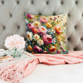 Almofada Florais brilhantes e vibrantes dourados