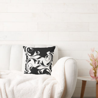Almofada Florais Elegantes em Preto e Branco