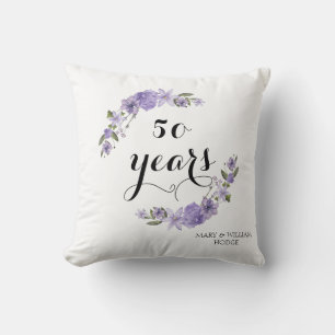 Almofada Florais roxos de lavanda 50º aniversário de casame
