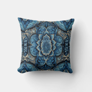 Almofada Floral abstrato Azul e Prata