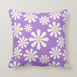 Almofada Floral amarelo branco roxo da margarida louca