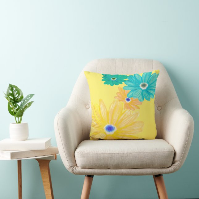 Almofada Floral Amarelo Limão de Verão (Cadeira)