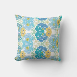 Almofada Floral Aquarela Azul e Amarelo