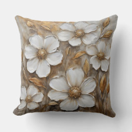 Almofada Floral Aquarela Branco Dourado Ousado