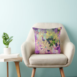 Almofada Floral Aquarela Roxa