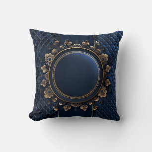 Almofada Floral Azul Elegante Marinho Tufado
