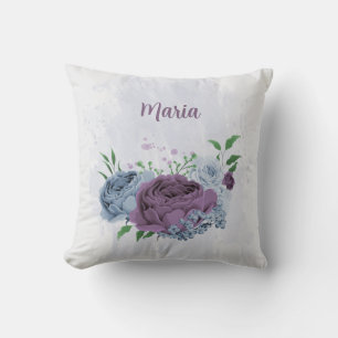 Almofada Floral azul empoeirado roxo