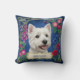 Almofada Floral Azul Personalizada do Cão West Hig