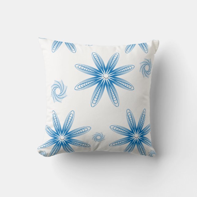 Almofada Floral Azul travesseiro decorativo (Frente)