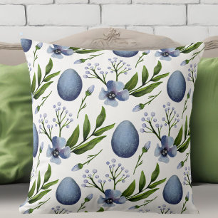 Almofada Floral Azul, Verde e Branco da Farmhouse na moda