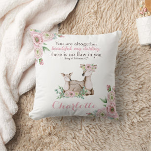 Almofada Floral Baby e Madre Deer Bíblia Verse Nursery