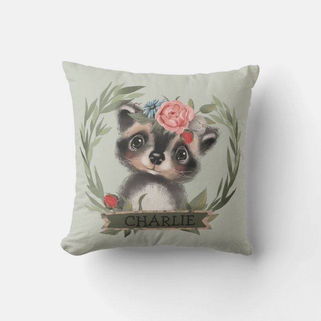 Almofada Floral Baby Racoon (Frente)
