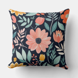 Almofada floral branco colorido