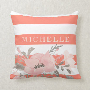Almofada Floral branco da tangerina   personalizado