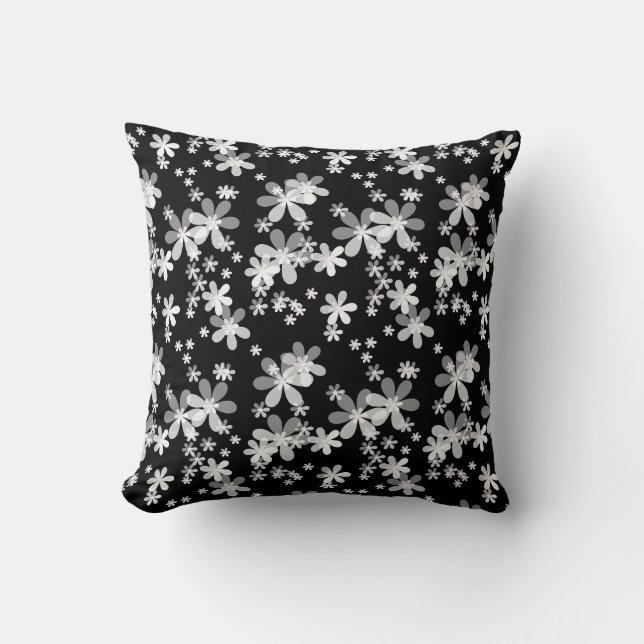 Almofada floral branco preto (Frente)