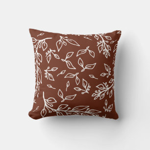 Almofada Floral Castanho de ameixa Escura