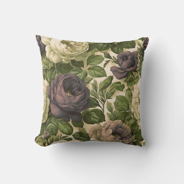 Almofada Floral Chic Romântico Botânico Vintage (Frente)