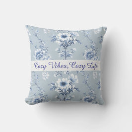Almofada Floral Chinoiserie Blue Toile com texto personaliz