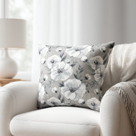 Almofada Floral Cinza
