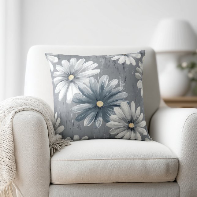 Almofada Floral Cinza e Branco (Criador carregado)