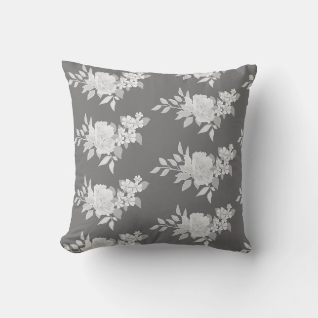 Almofada Floral Cinza Moderno (Frente)