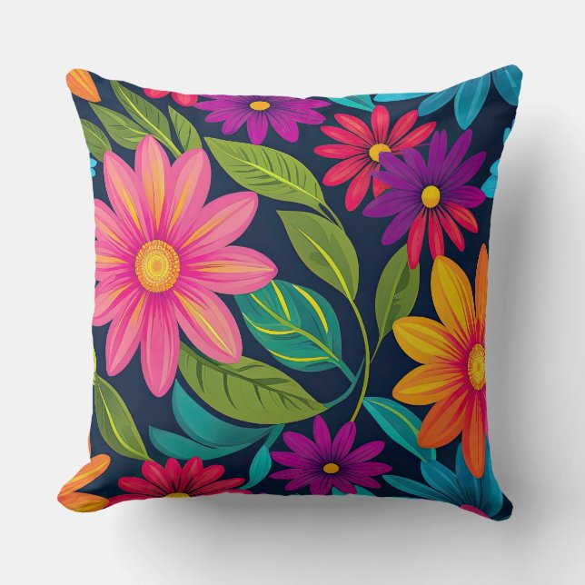 Almofada Floral Colorida Brilhante (Frente)