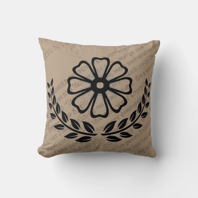 Almofada Floral com texto - Travesseiro de poliéster de 16" (Frente)