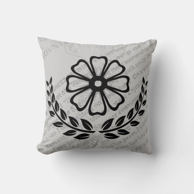 Almofada Floral com texto - Travesseiro de poliéster de 16" (Frente)