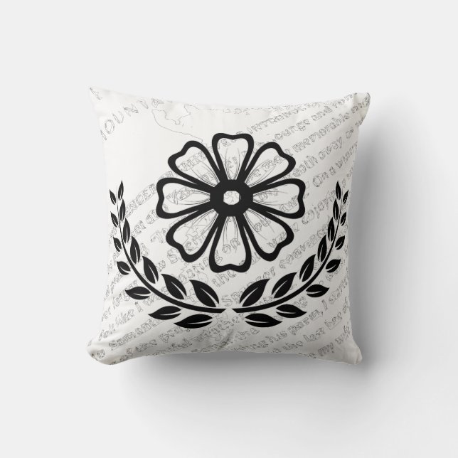 Almofada Floral com texto - Travesseiro de poliéster de 16" (Frente)