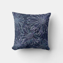 Floral Costeira Azul e Branco Abstrata