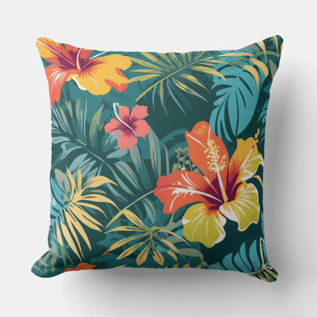 Almofada Floral da Ilha Tropical (Frente)