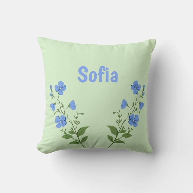 Almofada Floral daisy modern personalized cute elegant blue (Frente)
