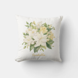 Almofada Floral de Gardenias de Bonito Aquarela Personaliza