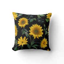 Floral de girassol preto e amarelo