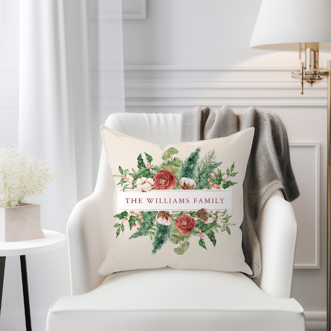 Almofada Floral de Natal (Christmas Floral Throw Pillow
)