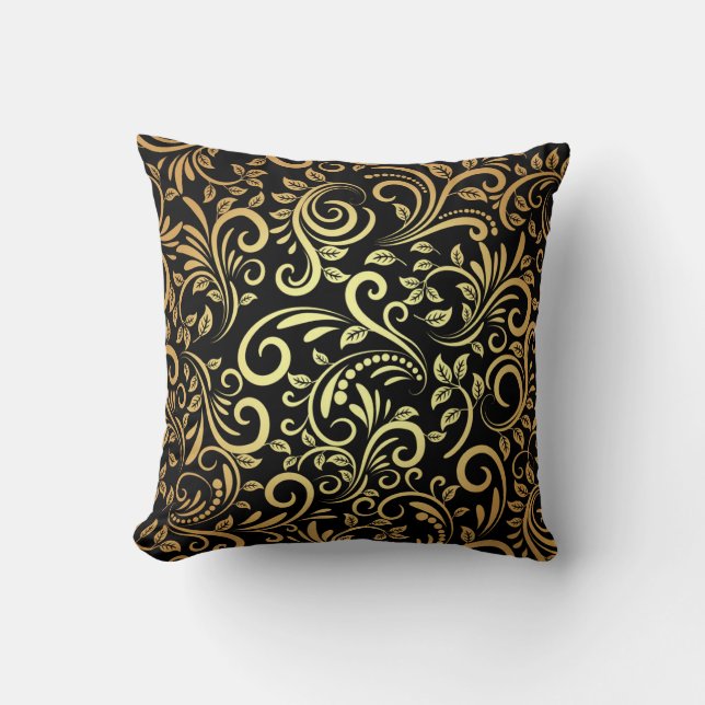 Almofada floral de ouro (Frente)
