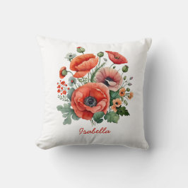 Almofada Floral de Papéis Vermelhos Bonito Personalizados