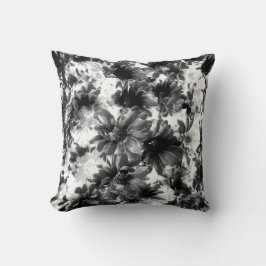 Almofada Floral de Vintage Artística Branca e Negra