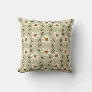 Almofada Floral Decorativo em Branco e bege