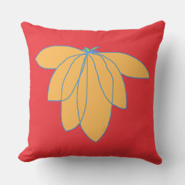 Almofada Floral Dourada Sobre Vermelho