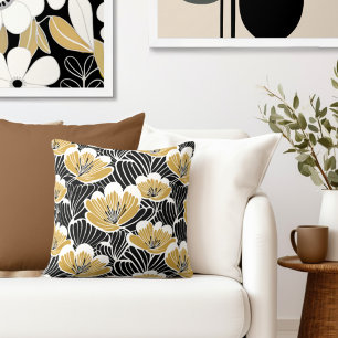Almofada Floral Dourado Preto