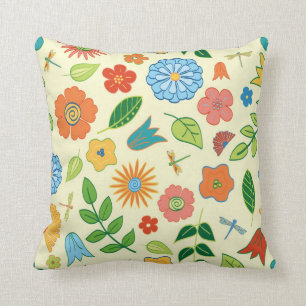 Almofada Floral e libélula modelados